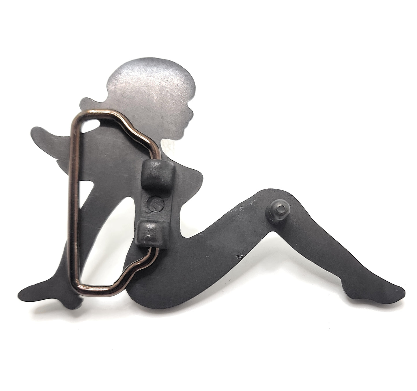 Mudflap Girl Silhouette Belt Buckle Brushed Metal Finish