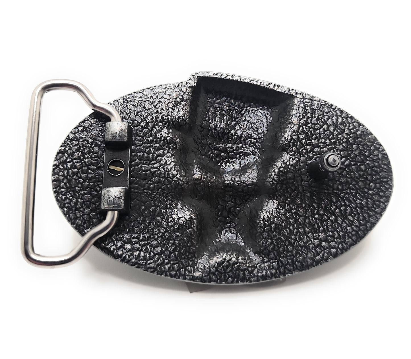 Skull Poker Belt Buckle – Grinning Top Hat Skull with Cards and Dice Gothic Casino Gambler Statement Buckle