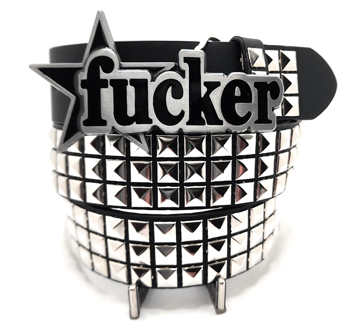 FUCKER Star Belt Buckle and Chrome Studded Belt