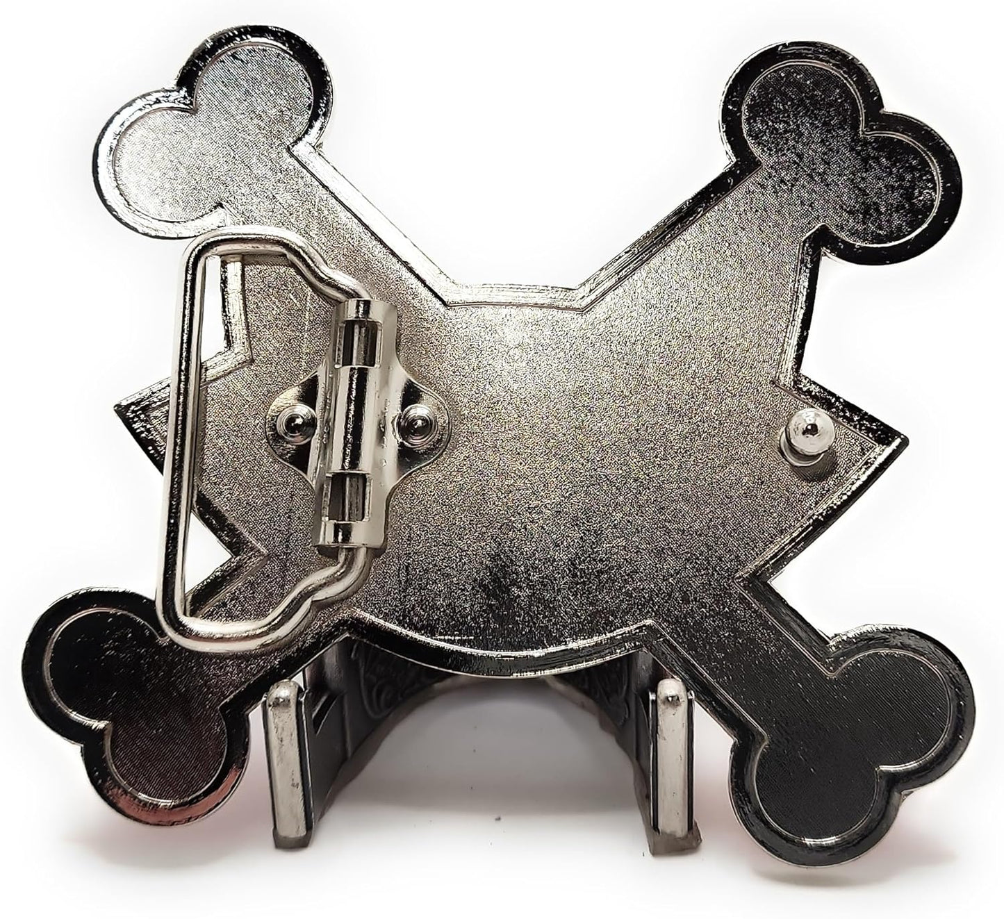 Cat and Crossbones Belt Buckle – Funny Pink Black Enamel Buckle for Punk Gothic Emo Alt Fashion – Novelty Costume Accessory