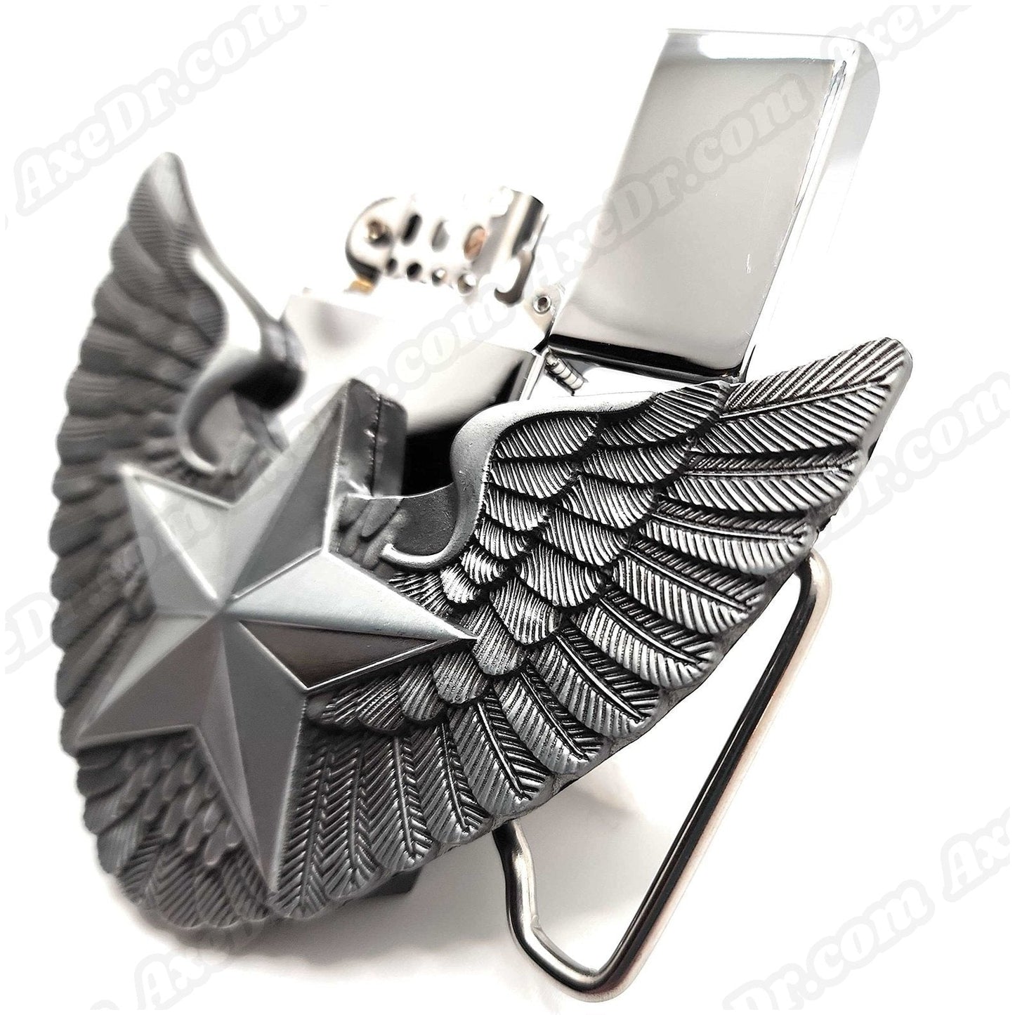 Nautical Star Wings Lighter Belt Buckle and Genuine Leather Belt shop.AxeDr.com