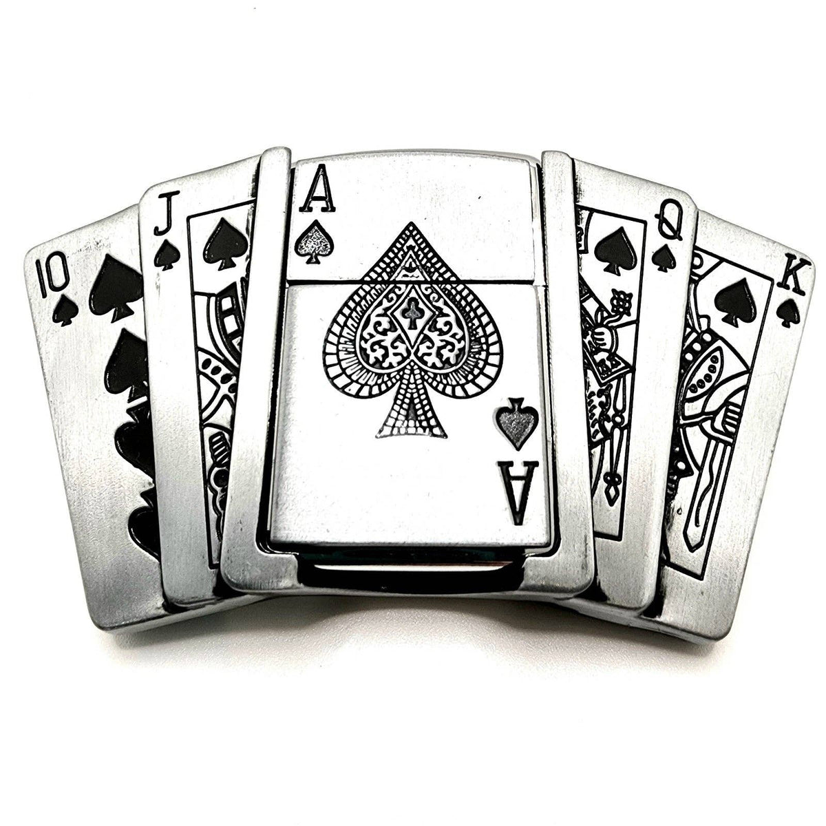 Poker Royal Flush Belt Buckle Lighter Holder WITH Ace of Spades LIGHTE