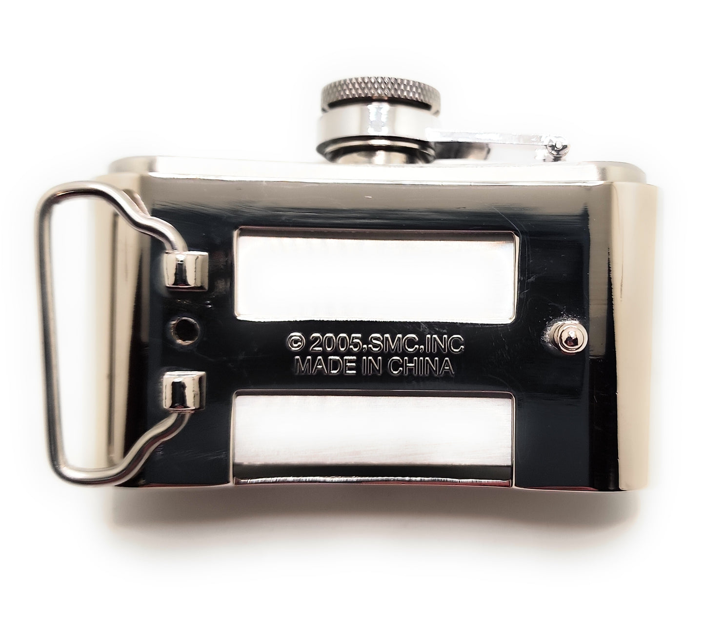 Gothic Skull Flask Belt Buckle – Triple Skulls & Sword | Biker, Rock, Festival Statement Buckle