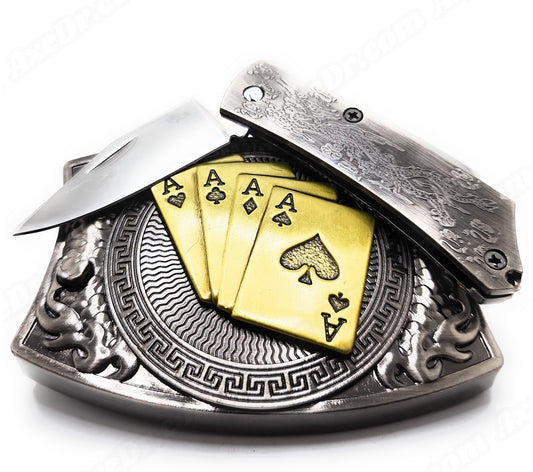4 Aces Click-In Folding Knife Belt Buckle