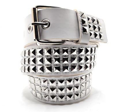 Silver on White Studded Belt Trim-to-Fit Punk