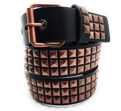 Copper on Black Pyramid Studded Belt Trim-to-Fit Punk