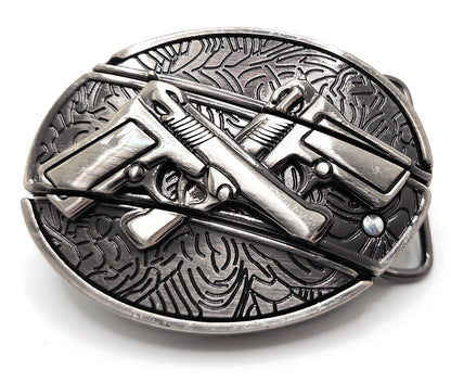 Dual 1911 Pistols Folding Knife Belt Buckle