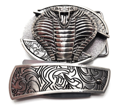 Hooded Cobra Folding Knife Belt Buckle