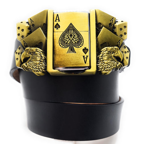 Encendedor de hebilla de cinturón de escalera real de póquer con as de picas más ligero