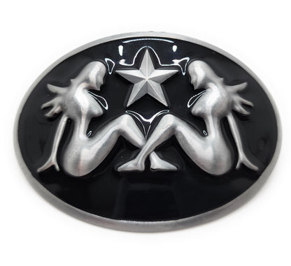 Big 3D Trucker Girls and Star / Mud Flap Girl / Silhouetted Girl Belt Buckle
