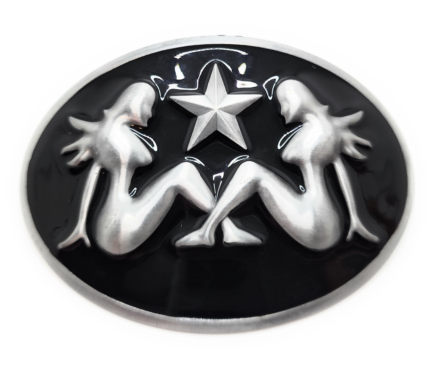 Big 3D Trucker Girls and Star / Mud Flap Girl / Silhouetted Girl Belt Buckle
