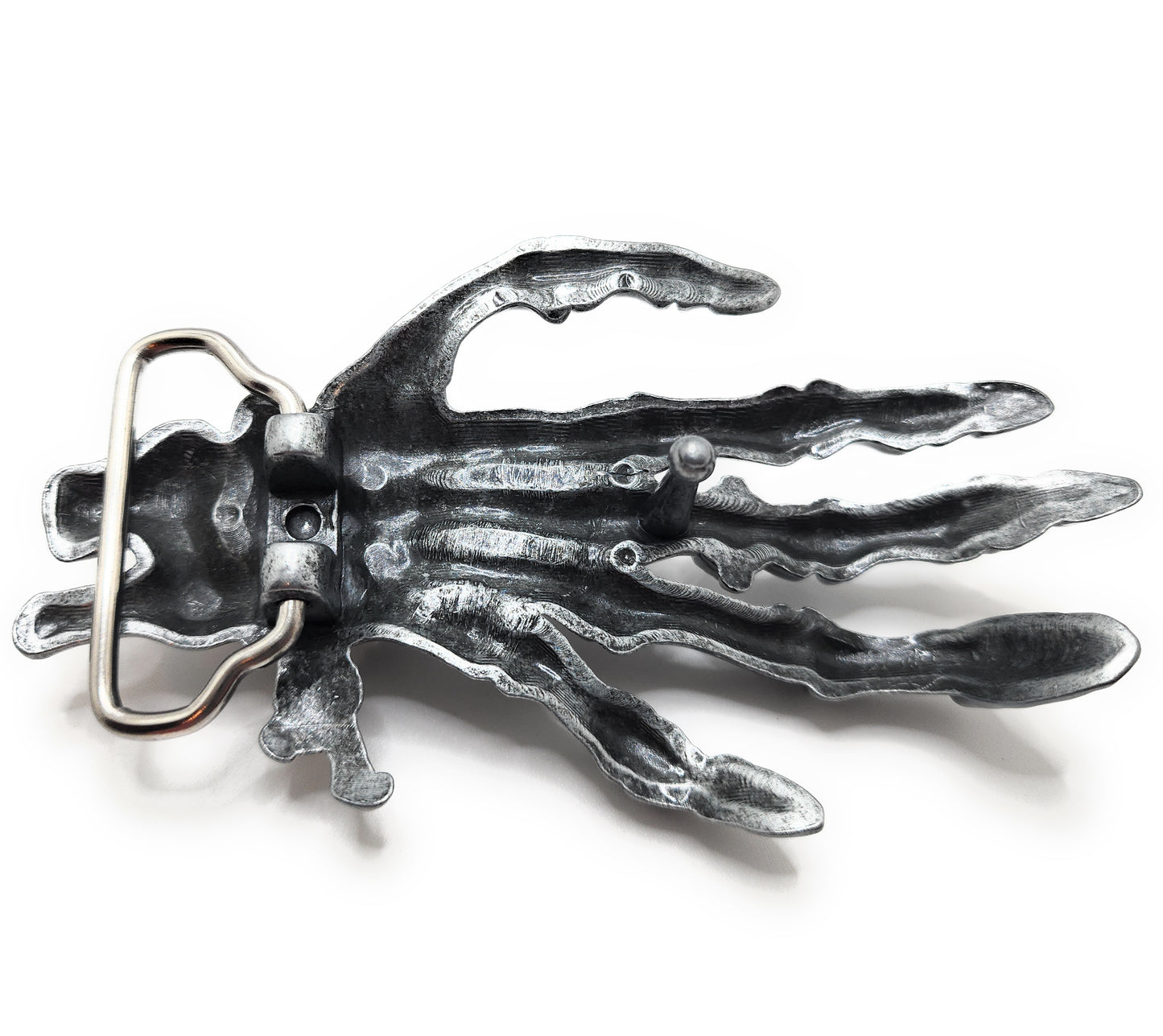 Skeleton Hand with Diamond Ring Belt Buckle