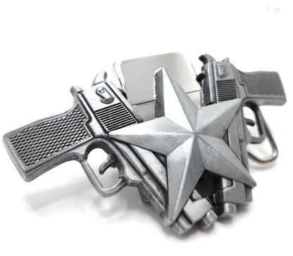 Dual 1911 Pistols with Star Lighter Belt Buckle