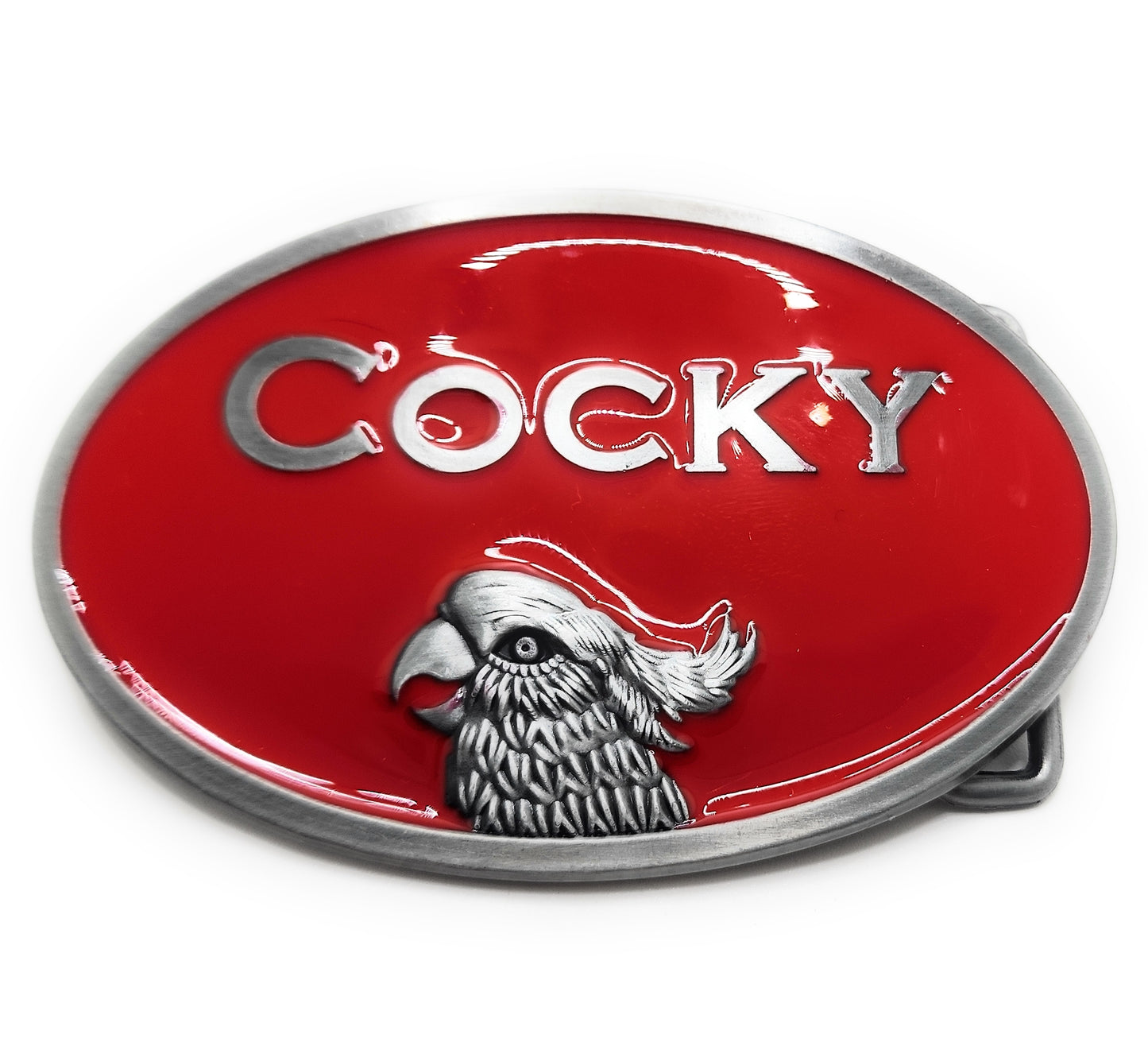 Oval Cocky Belt Buckle Red