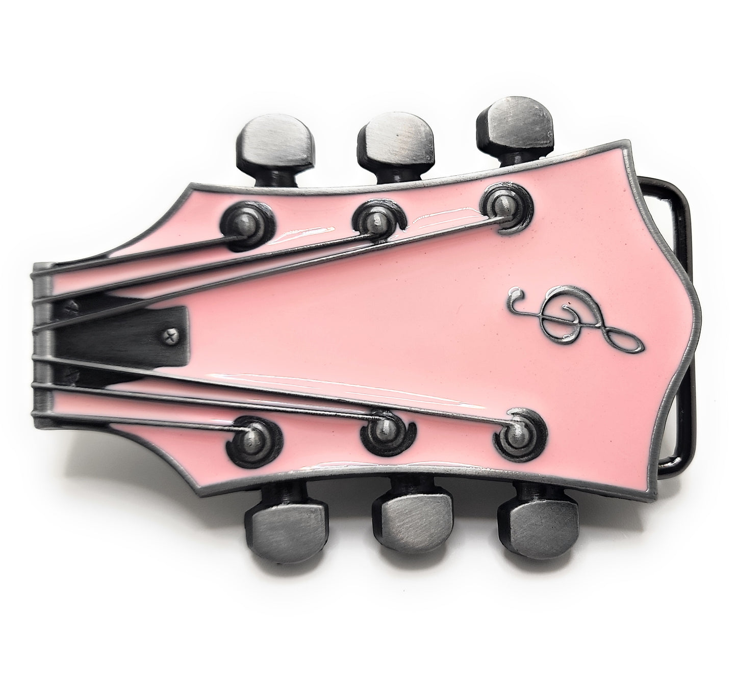 Pink Guitar Belt Buckle Metal / Pink Guitar Headstock Belt Buckle