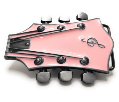 Pink Guitar Belt Buckle Metal / Pink Guitar Headstock Belt Buckle