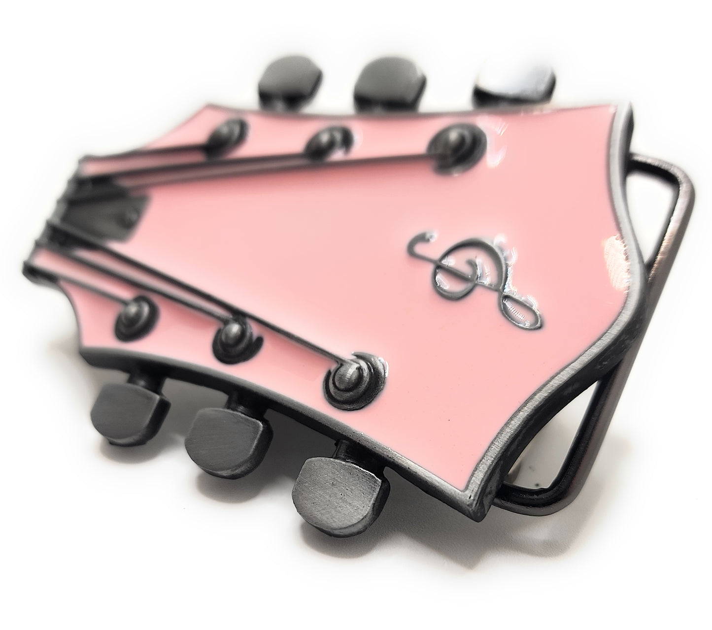 Pink Guitar Belt Buckle Metal / Pink Guitar Headstock Belt Buckle