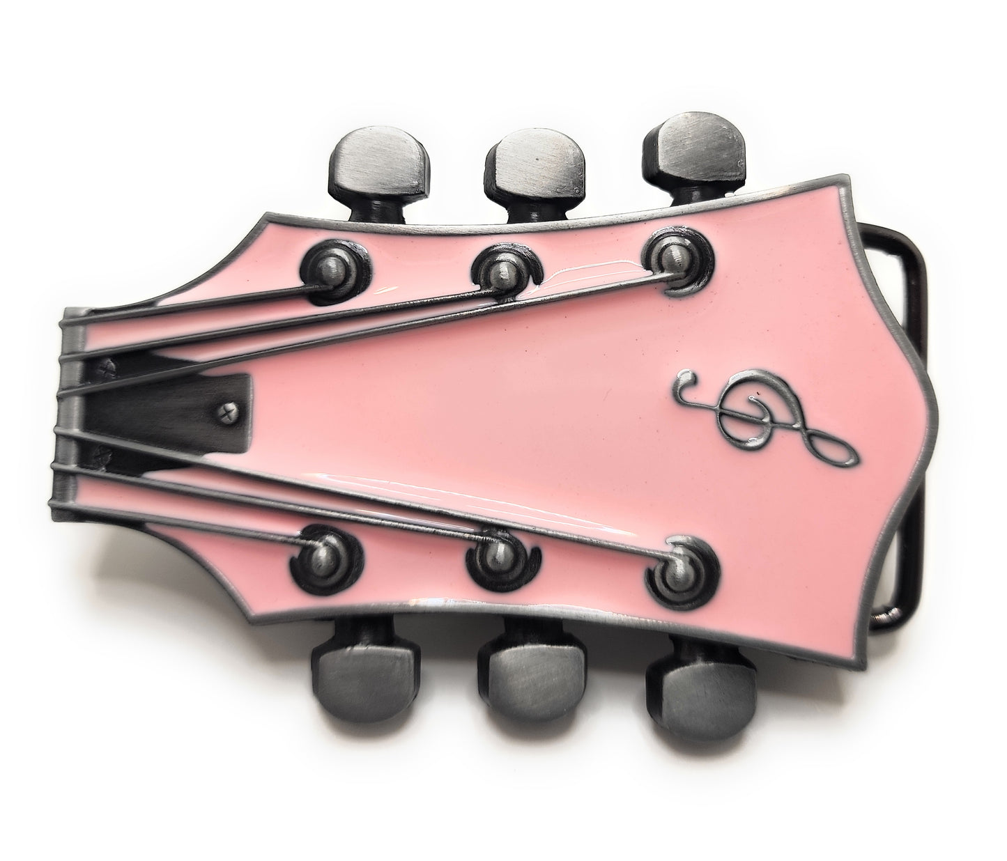 Pink Guitar Belt Buckle Metal / Pink Guitar Headstock Belt Buckle