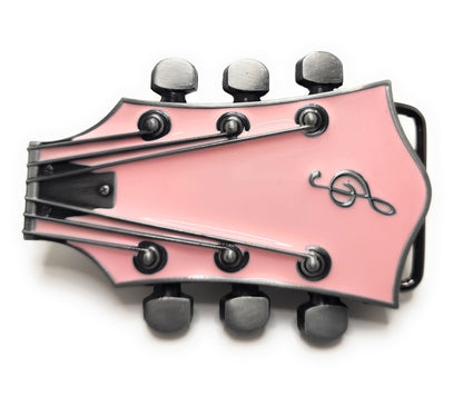 Pink Guitar Belt Buckle Metal / Pink Guitar Headstock Belt Buckle