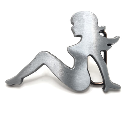 Mudflap Girl Silhouette Belt Buckle Brushed Metal Finish