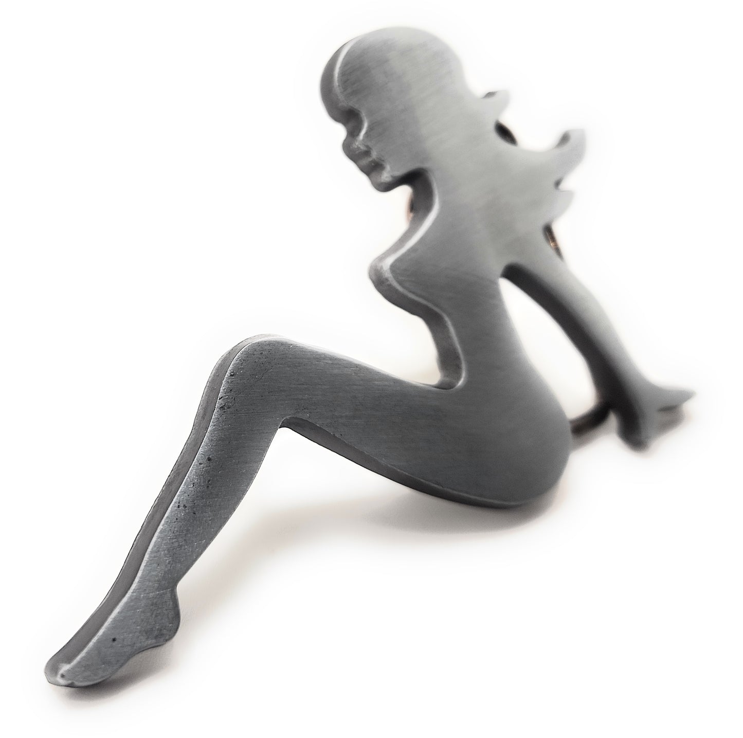 Mudflap Girl Silhouette Belt Buckle Brushed Metal Finish