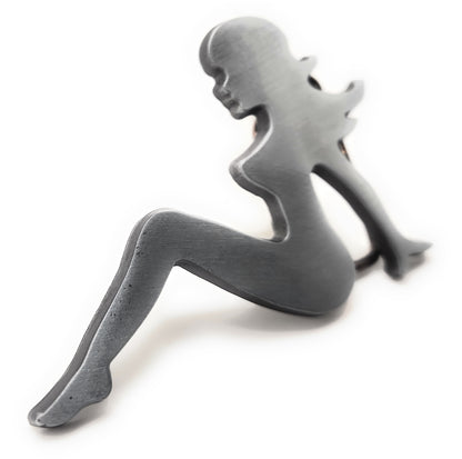 Mudflap Girl Silhouette Belt Buckle Brushed Metal Finish