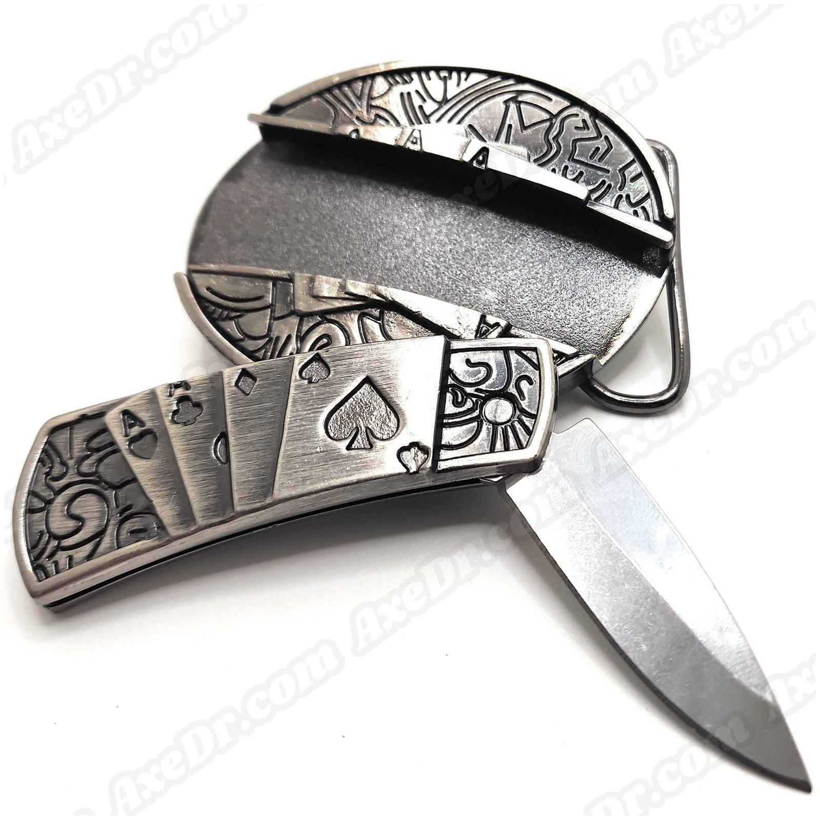 4 Aces Folding Knife Belt Buckle shop.AxeDr.com Belt Buckle, Knife Belt Buckle
