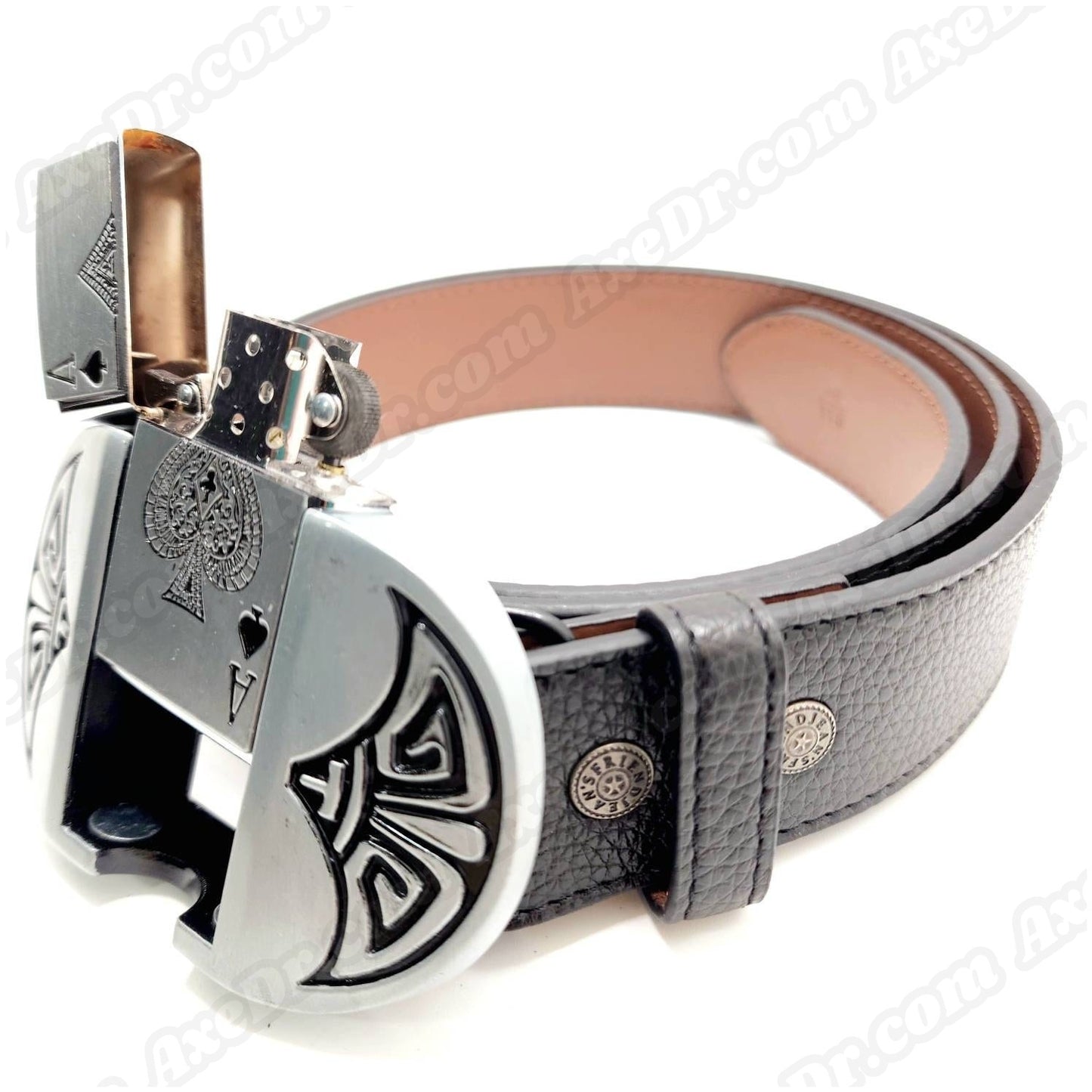 Ace of Spades Lighter Belt Buckle with 100% Vegan Leather Belt shop.AxeDr.com belt, Belt Buckle, beltbuckle, Buckles with Belt