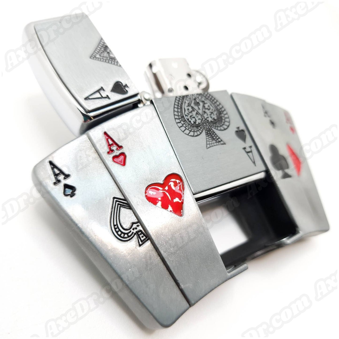 All Aces Lighter Belt Buckle w/ 100% Vegan Leather Snap Button Belt shop.AxeDr.com belt, beltbuckle, Buckle with Belt, Buckles with Belt, Cards, Casino, Gambling, metal, Poker, retro,