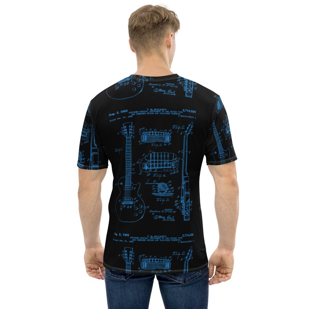 All-Over-Print  LP Guitar Patent T-Shirt Black/Blue by AxeDr. shop.AxeDr.com All-Over-Print, AxeDr., AxeDr. Guitar Tees & Hoodies, Guitar, reverbsync-force:on, reverbsync:off, T