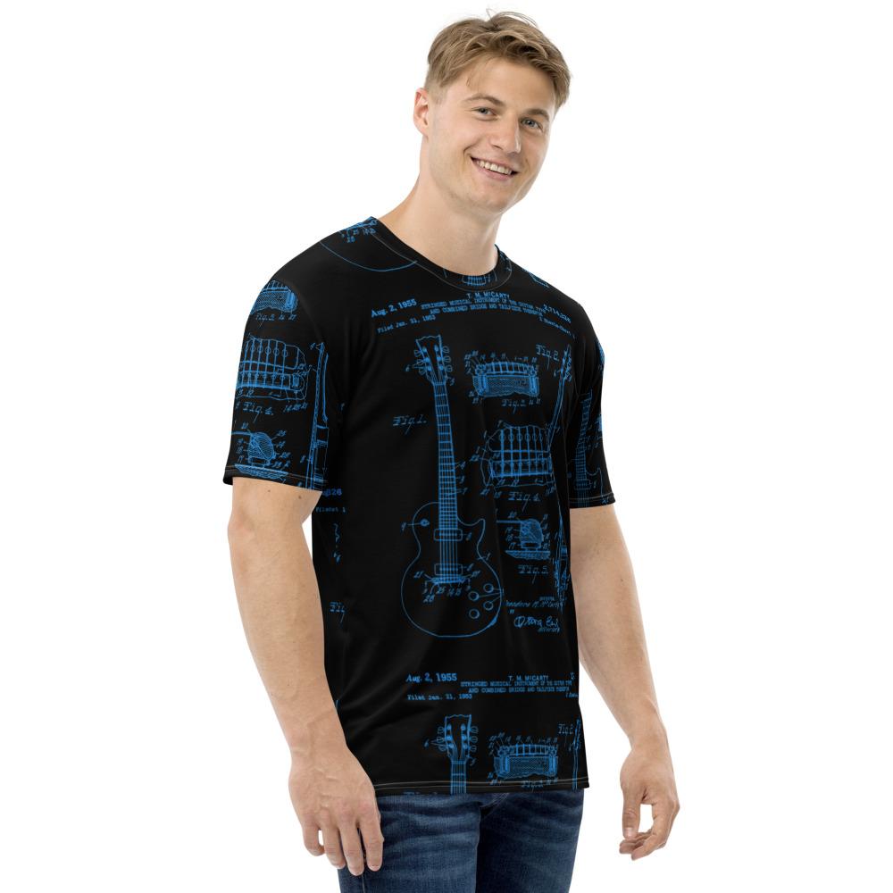 All-Over-Print  LP Guitar Patent T-Shirt Black/Blue by AxeDr. shop.AxeDr.com All-Over-Print, AxeDr., AxeDr. Guitar Tees & Hoodies, Guitar, reverbsync-force:on, reverbsync:off, T
