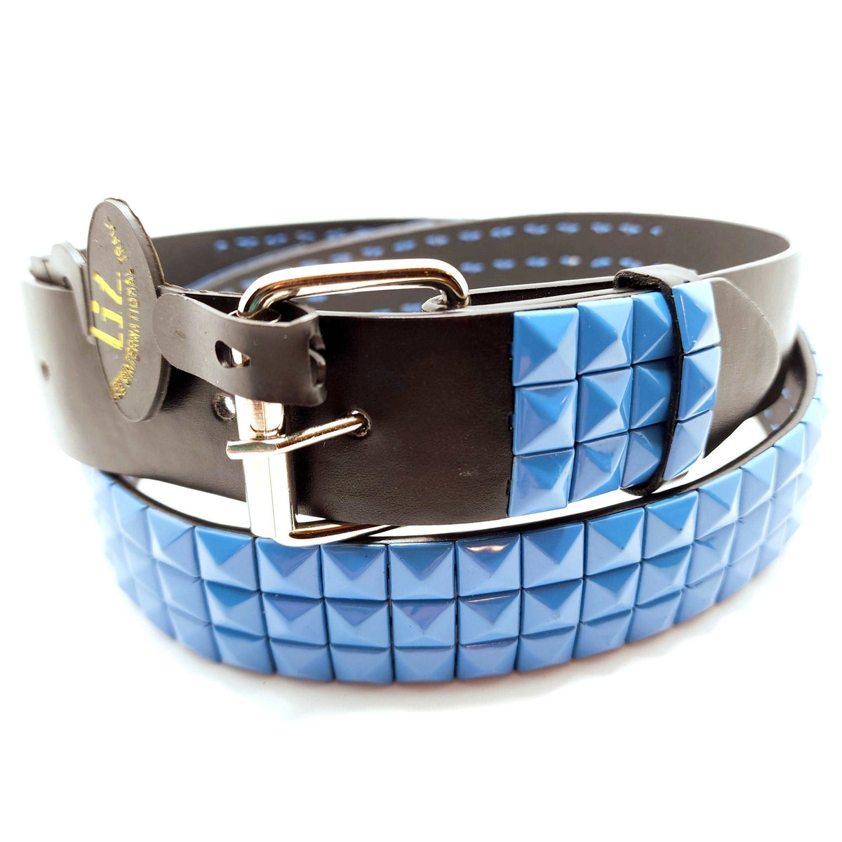 Blue Pyramid Studded Leather Belt Punk – shop.AxeDr.com display picture 1