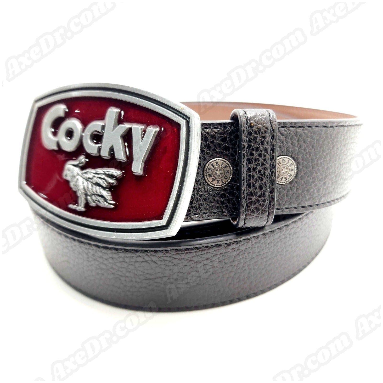 Cocky Belt Buckle w/ Vegan Leather Snap Button Belt shop.AxeDr.com Belt Buckle, Belt with Buckle, Bones, Buckles with Belt, Cocky, Funny, Funny Belt Buckle, Gag Gift, 