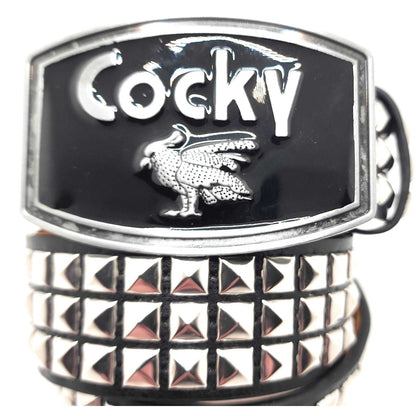 Cocky Chrome Pyramid Studded Leather Belt shop.AxeDr.com Cocky, Emo, Goth belt, Punk belt, Rock n roll, Rockstar, Studded belt, Studded Belts