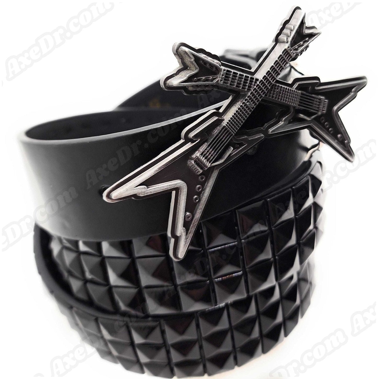 Crossed Axes Belt Buckle and Pyramid Studded Belt shop.AxeDr.com Belt Buckle, Belt with Buckle, Buckles with Belt, Genuine Leather, Gift for Him, guitar, Guitar Belt