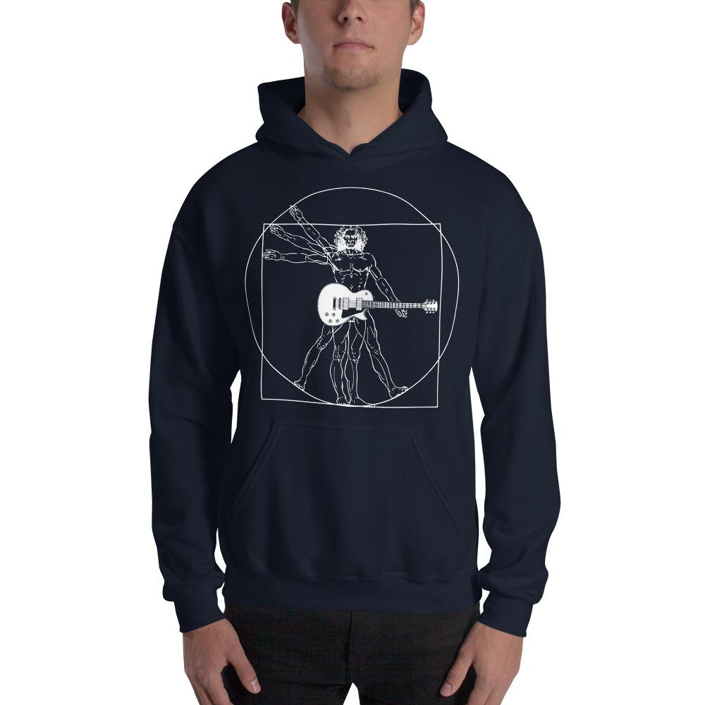 Funny Guitar Hoodie "DaVinci Man & Guitar" by Axe Dr. Apparel shop.AxeDr.com AxeDr., AxeDr. Guitar Tees & Hoodies, Brand New, Custom Product, Fender hoodie, Gibson Guitar, Gifts