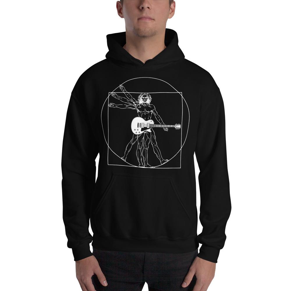 Funny Guitar Hoodie "DaVinci Man & Guitar" by Axe Dr. Apparel shop.AxeDr.com AxeDr., AxeDr. Guitar Tees & Hoodies, Brand New, Custom Product, Fender hoodie, Gibson Guitar, Gifts