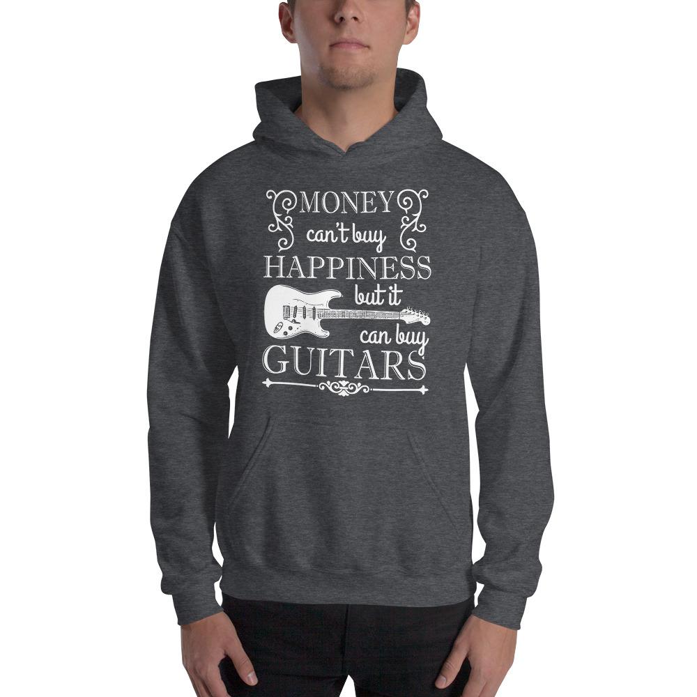 Funny Guitar Hoodie "Money Can't Buy Happiness, but..." by Axe Dr. Apparel shop.AxeDr.com AxeDr., AxeDr. Guitar Tees & Hoodies, Brand New, Custom Product, Guitar T-Shirt, reverbsync:off, Sho