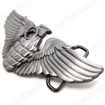 Grenade with Angel Wings Belt Buckle shop.AxeDr.com Belt Buckle, emo, goth, grenade, Novelty, Punk, wings