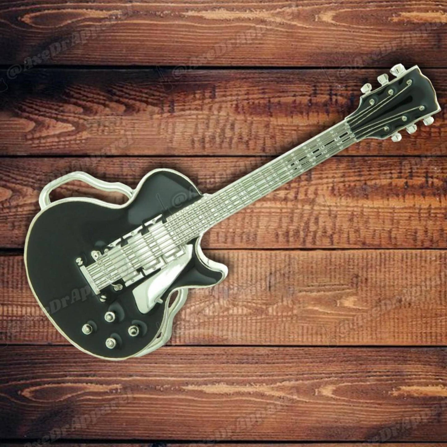 Guitar Belt Buckle Black Enamel / Les Paul Guitar Belt Buckle shop.AxeDr.com belt, beltbuckle, goth, guitar, hottopic