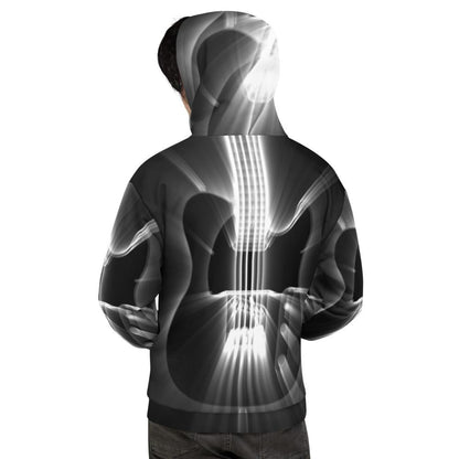 Guitar God Rays White All-Over Hoodie shop.AxeDr.com All-Over Print, AxeDr., AxeDr. Guitar Tees & Hoodies, Guitar, Hoodie, reverbsync:off