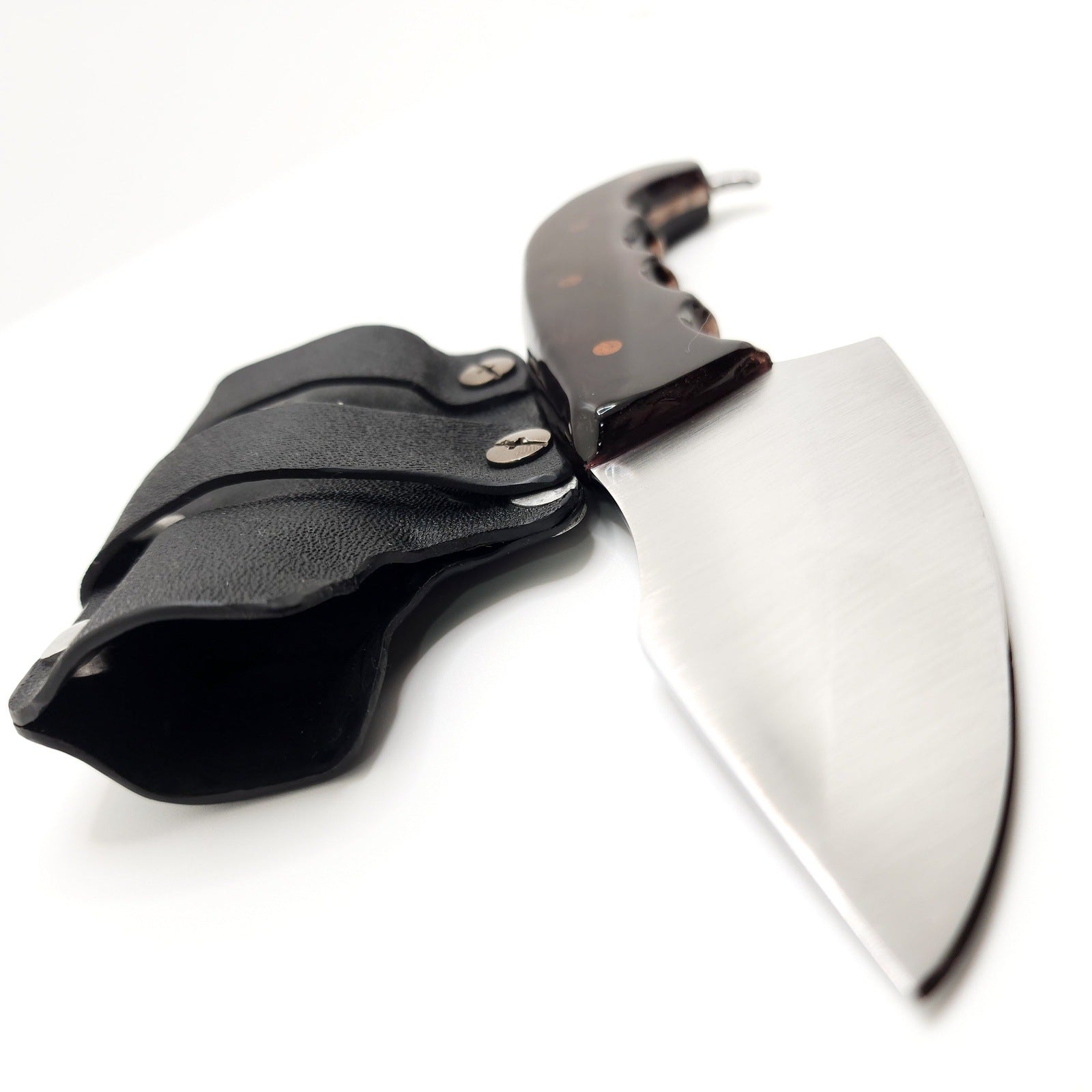 Hand Made Knife w/ Finger-Grip Full Tang Handle & Kydex Sheath - Made In USA shop.AxeDr.com Handmade Knife, Handmade Knives