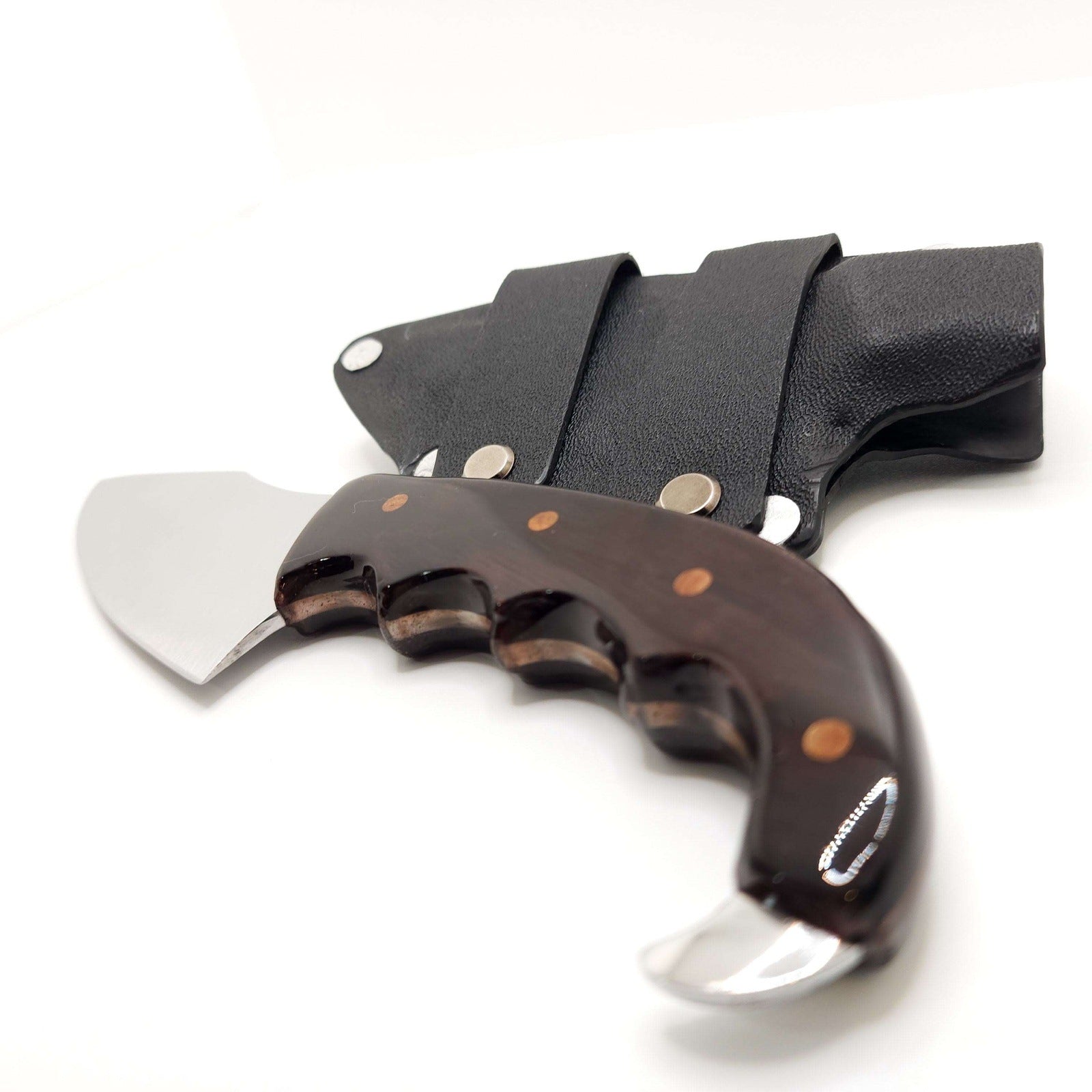 Hand Made Knife w/ Finger-Grip Full Tang Handle & Kydex Sheath - Made In USA shop.AxeDr.com Handmade Knife, Handmade Knives