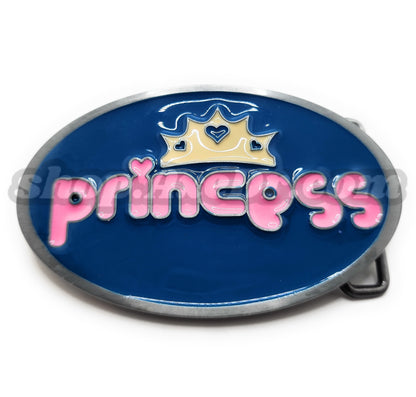 Princess Belt Buckle Blue and Pink Bubble-Lettered