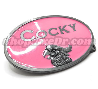 Oval Cocky Belt Buckle Pink