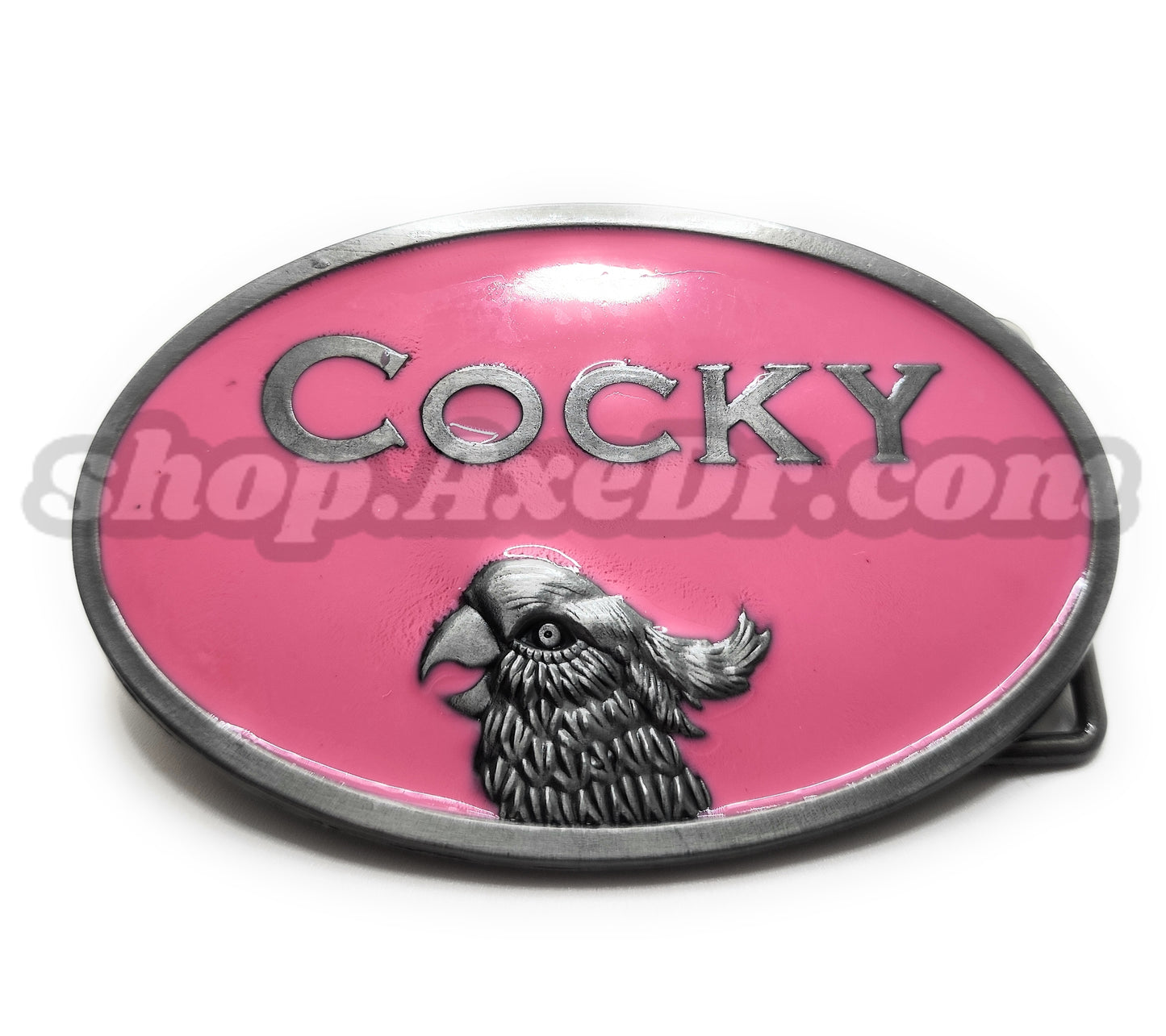 Oval Cocky Belt Buckle Pink