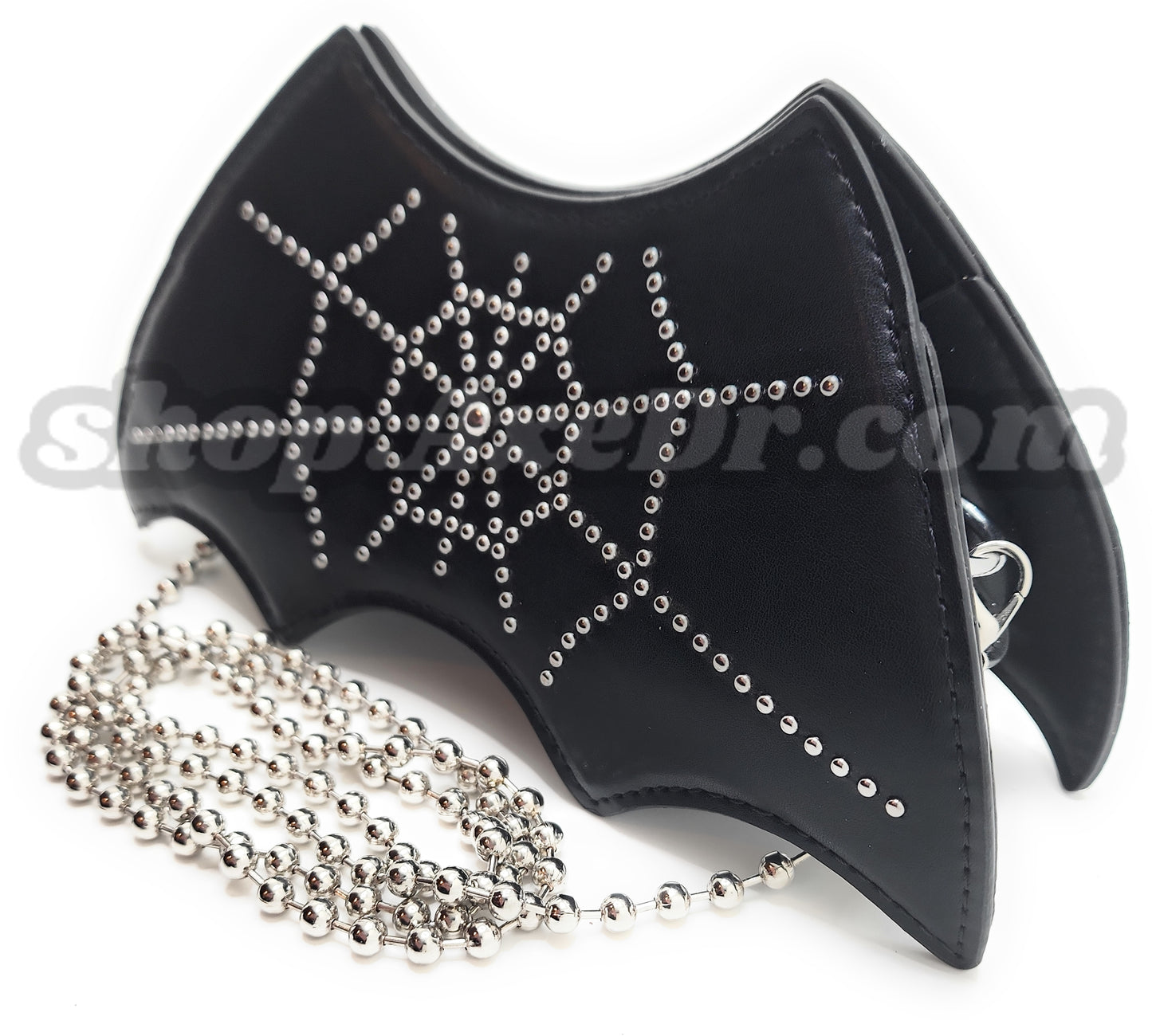 Batwings Purse Goth Emo Silver Bead Spiderweb Embroidered Shoulder Bag