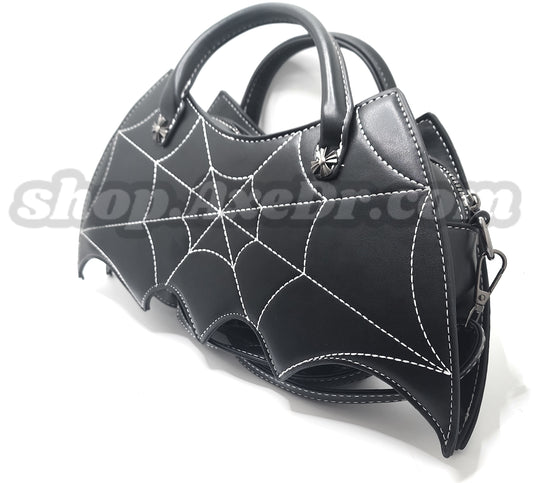 Batwings Purse Goth Emo Spiderweb Embroidered Shoulder Bag