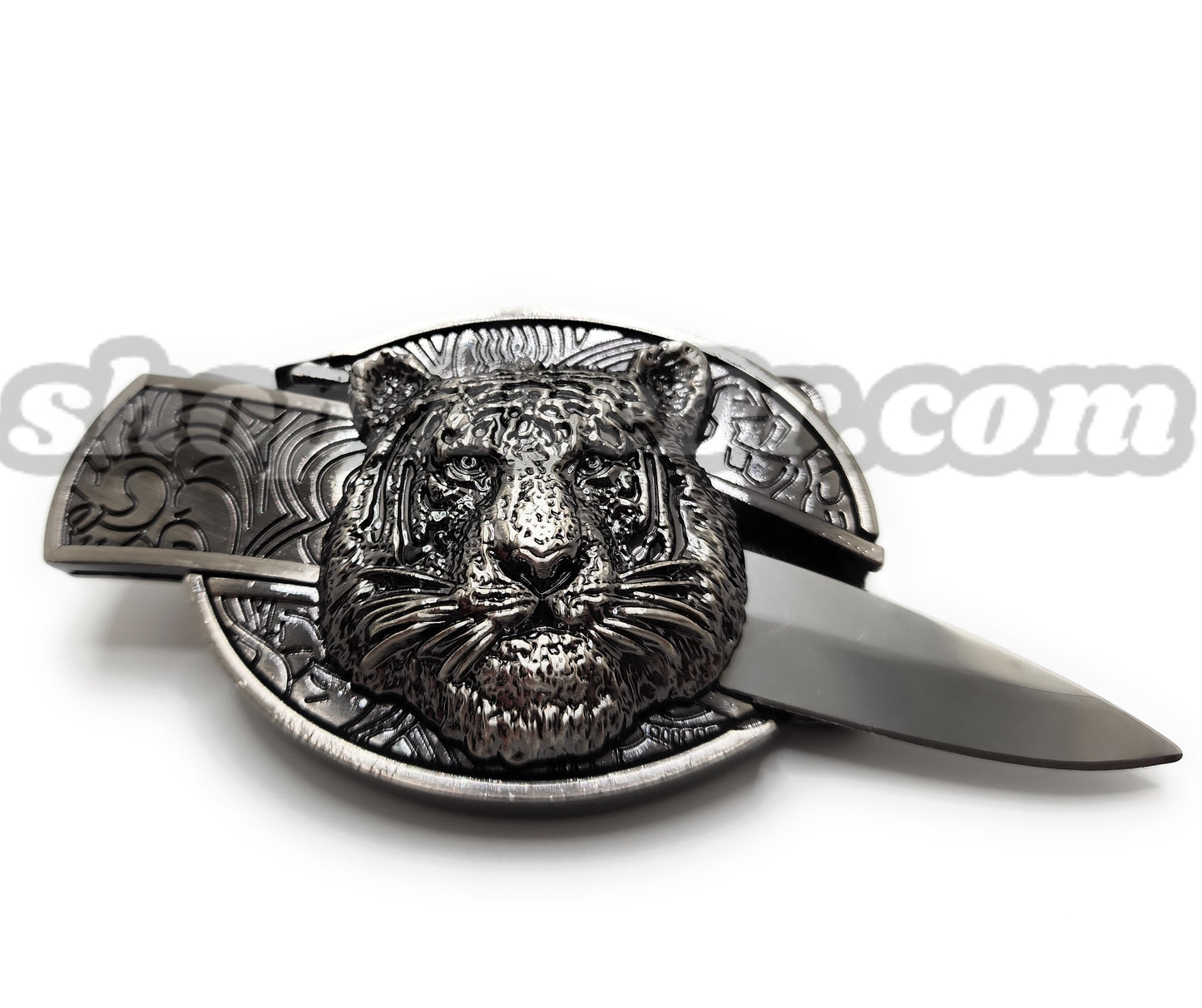 Tiger Head 3D Folding Knife Belt Buckle