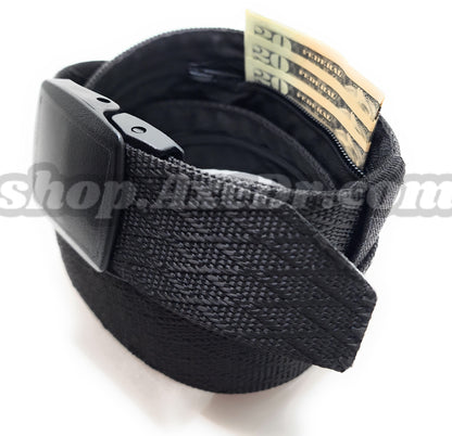 Secret Stash Nylon Military Style Web Belt Zippered Hidden Compartment